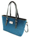 Teal Herringbone Scottish Harris Tweed Women's Large Tote Bag with Shoulder Strap Glen Appin of Scotland