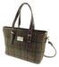 Brown and Green Plaid Scottish Harris Tweed Women's Large Tote Bag with Shoulder Strap Glen Appin of Scotland