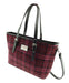 Raspberry Check Scottish Harris Tweed Women's Large Tote Bag with Shoulder Strap Glen Appin of Scotland