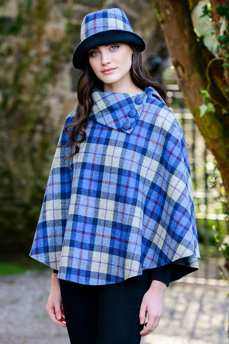 Mucros Weavers Poncho Wool deals Cape Women's Grey Herringbone Tweed Made in Ireland.