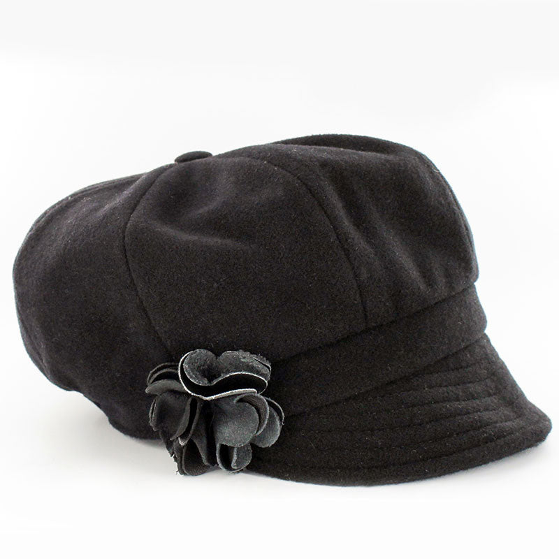 Mucros Weavers Women's Tweed Newsboy Hat - Black