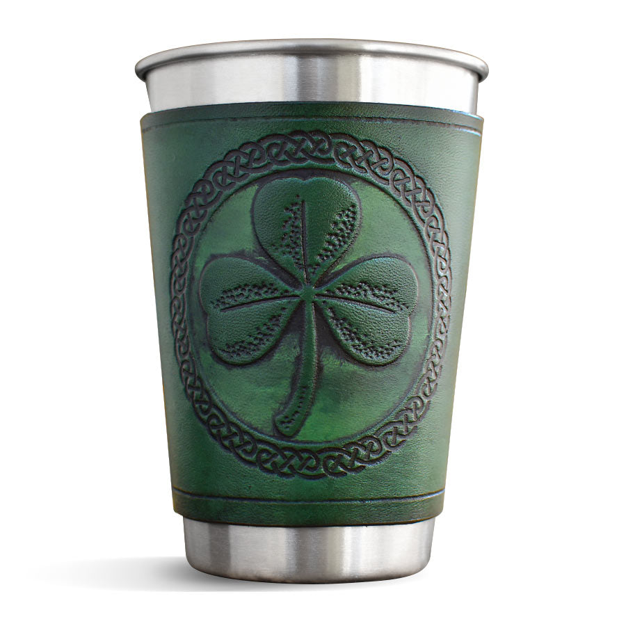 Green Leather Wrapped Pint - Shamrock