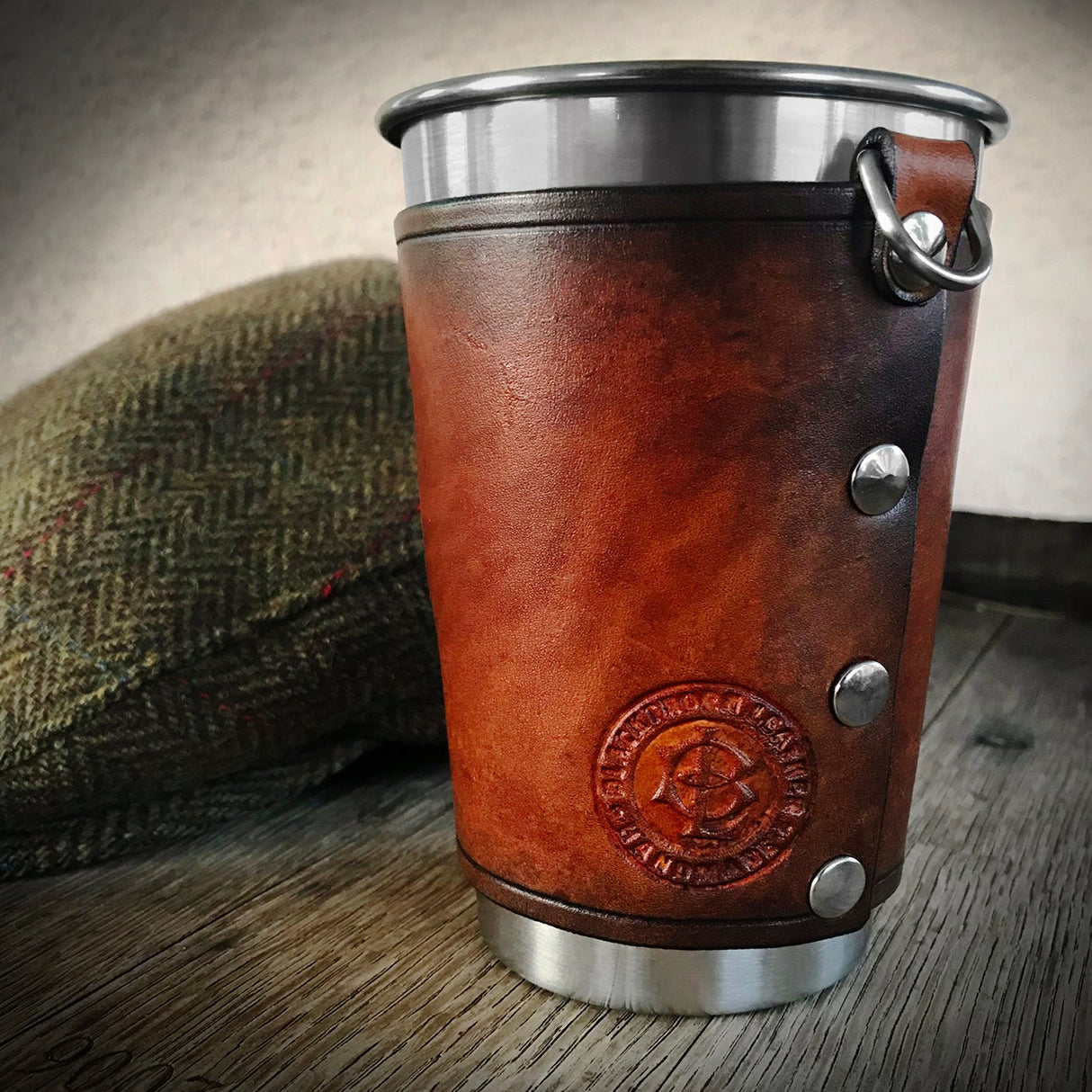 Brown Leather Wrapped Pint - Tree of Life