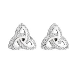 Trinity Knot Stud Earrings w/ Clear Stones