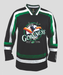 Front of Guinness Toucan Hockey Jersey Green and Black with image of Toucan and the word Guinness across the chest